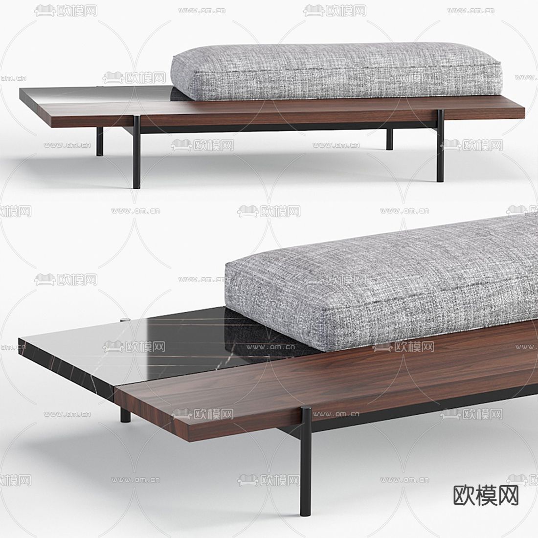 现代布艺床尾凳3d模型下载（渲染图6）