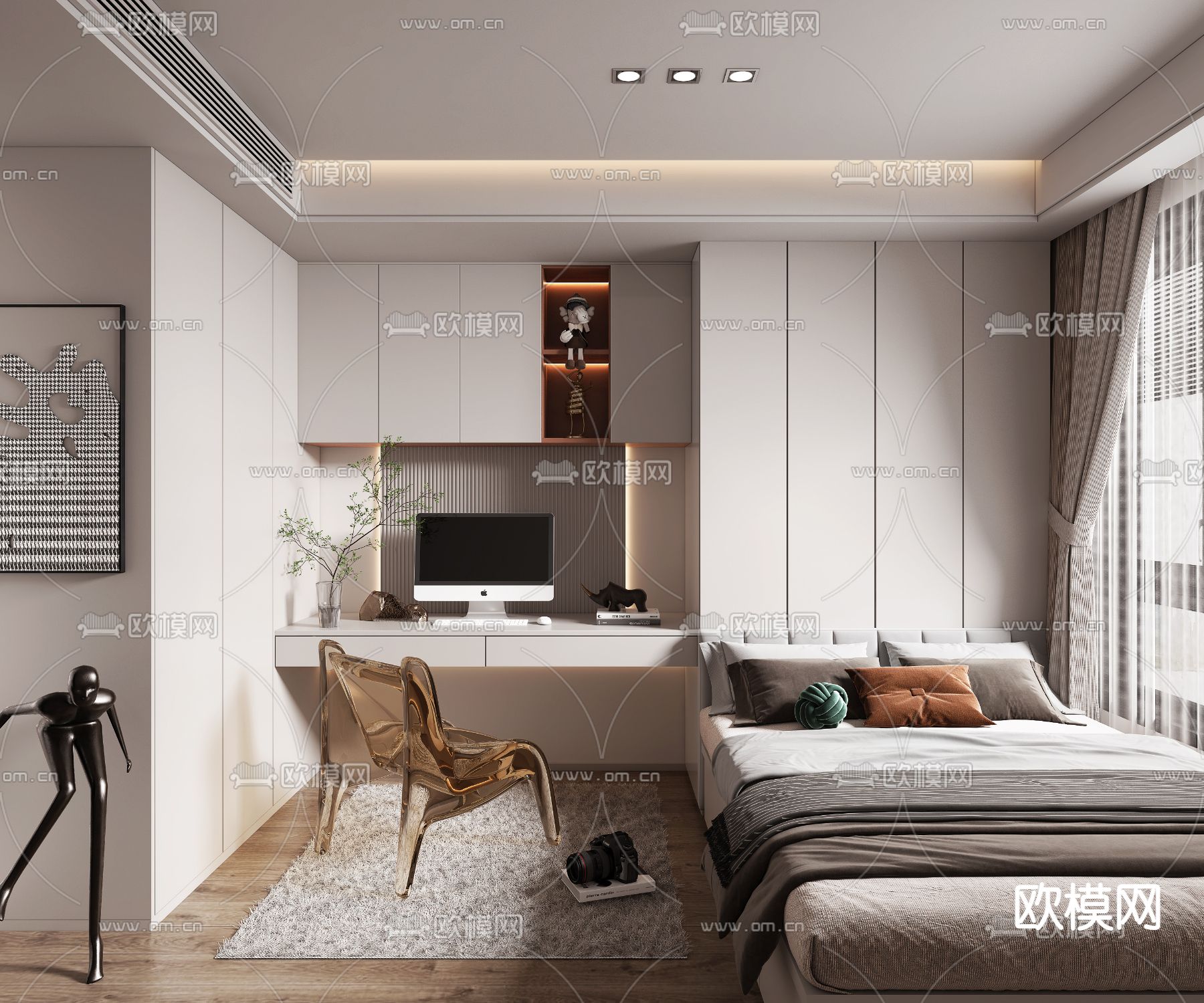 现代榻榻米卧室3d模型下载