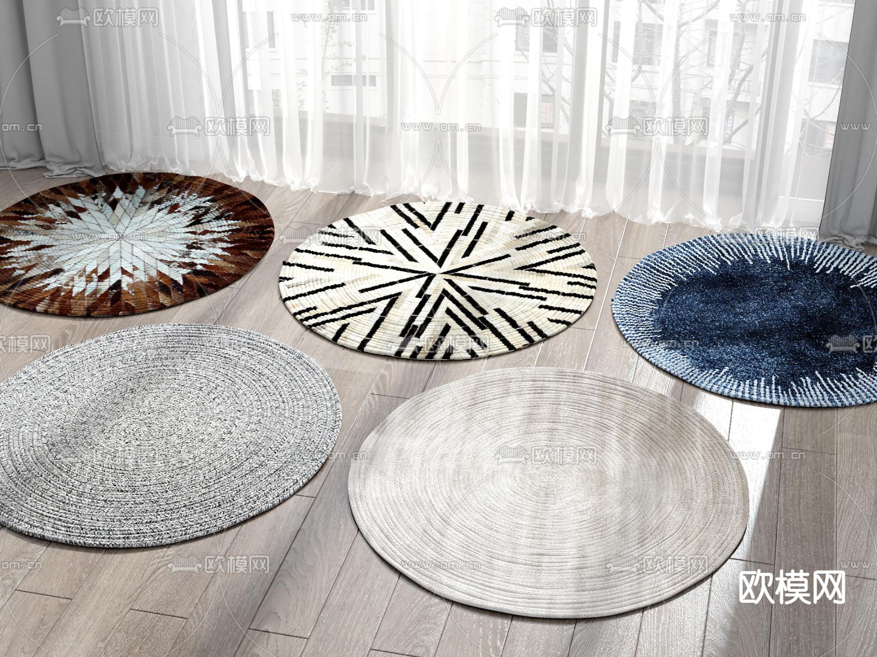 现代布艺地毯su模型下载（渲染图1）