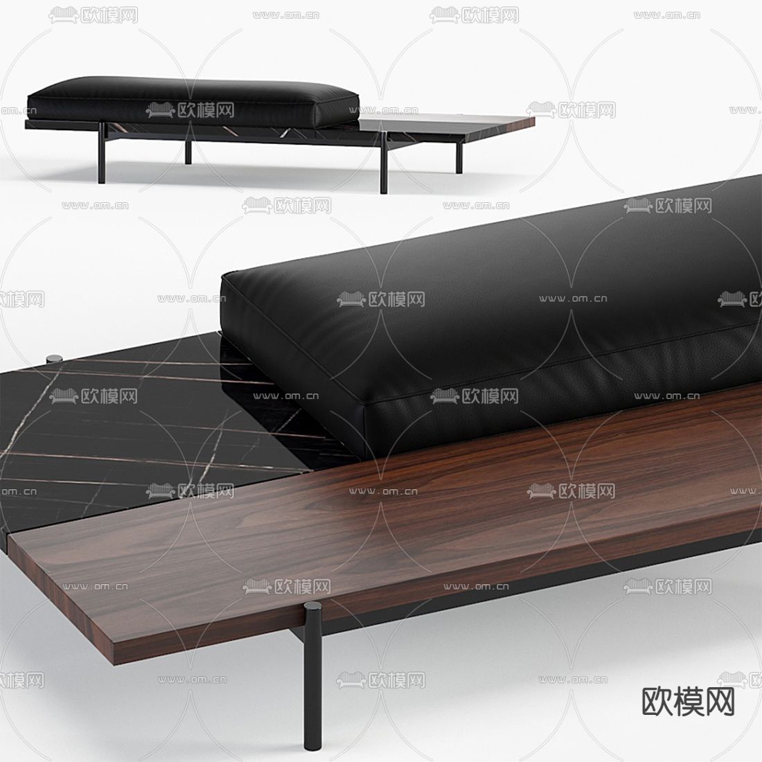 现代布艺床尾凳3d模型下载（渲染图3）