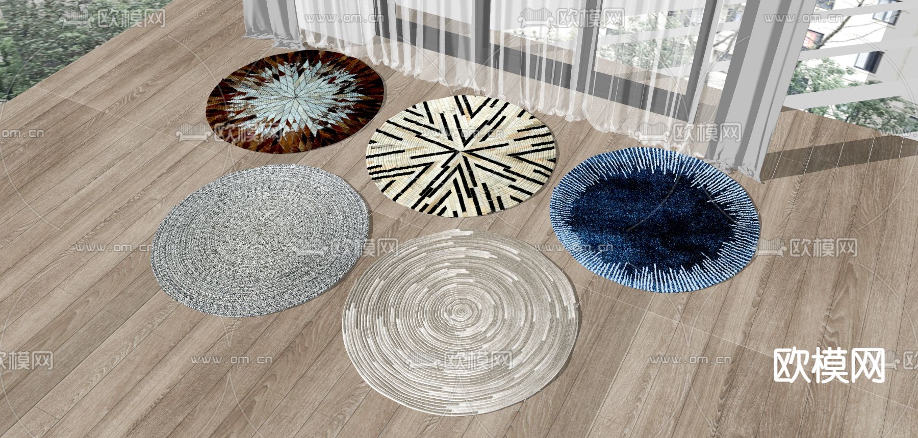 现代布艺地毯su模型下载（渲染图2）