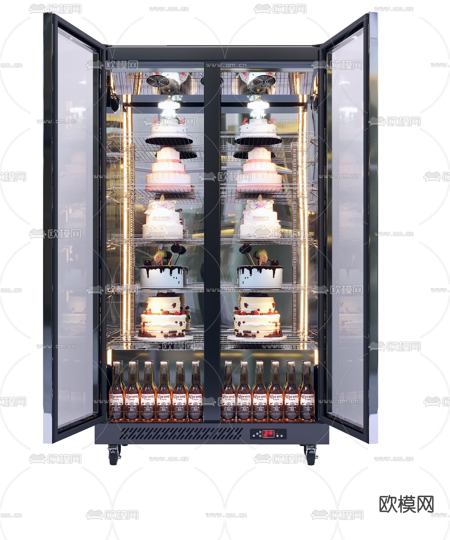 现代冰箱冰柜3d模型下载（渲染图1）