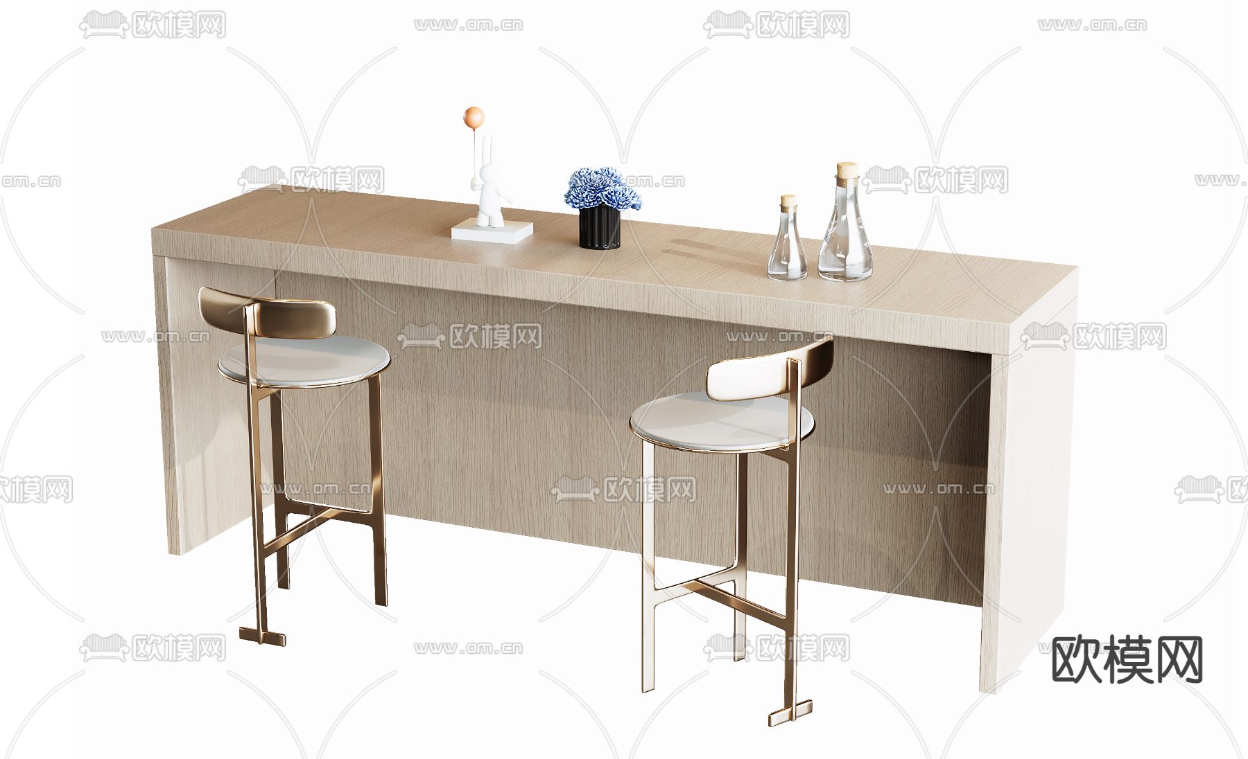 现代吧台吧台椅3d模型下载