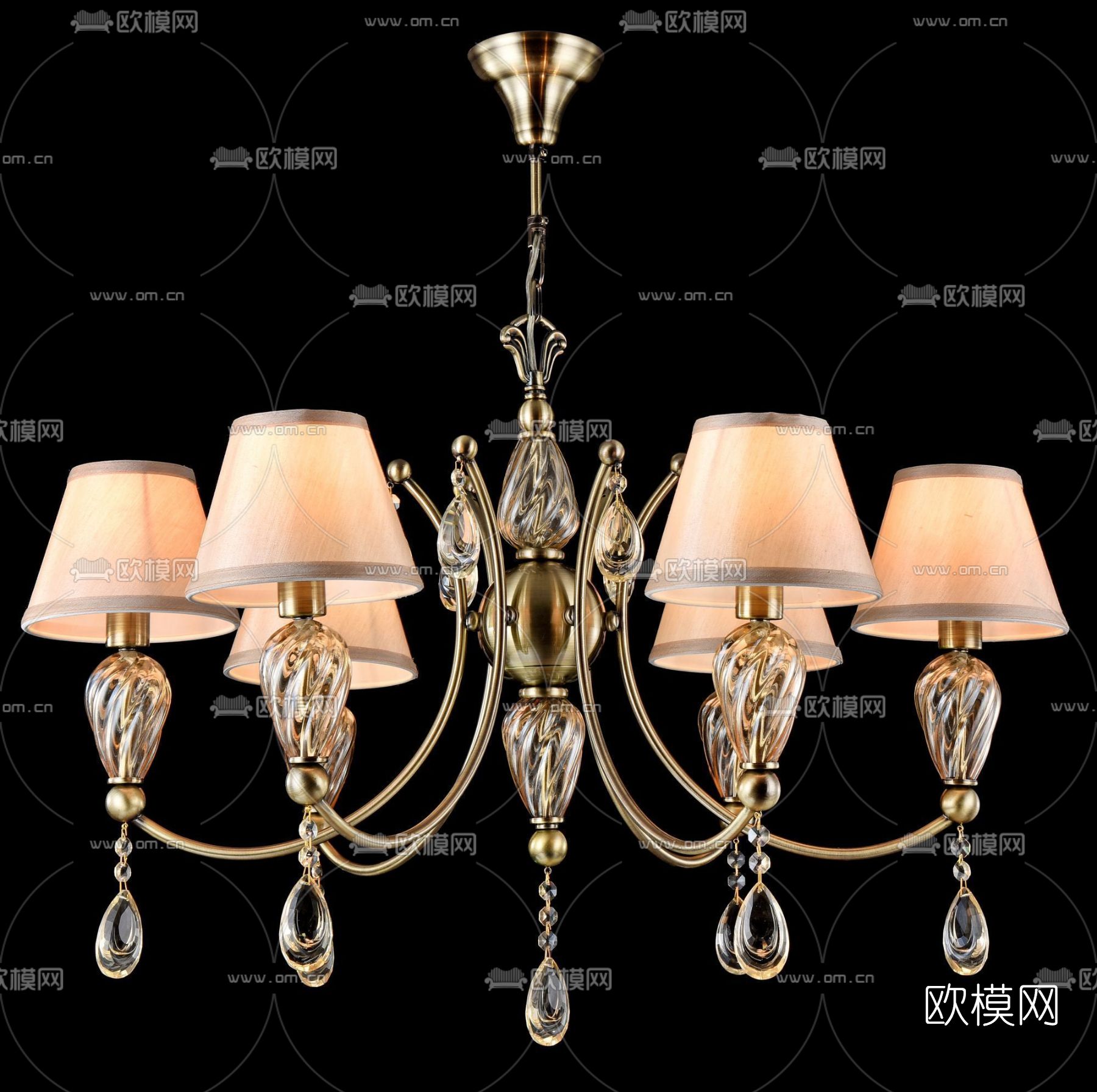 简欧多头烛台吊灯免费3d模型下载