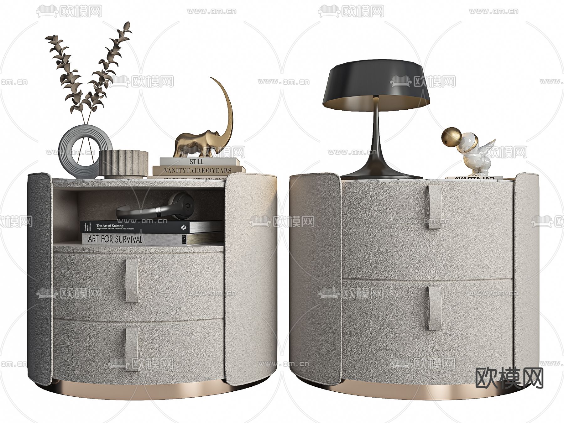 现代轻奢床头柜3d模型下载
