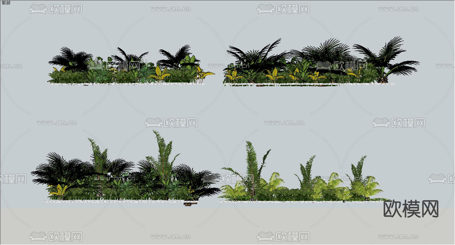 现代植物灌木su模型下载（渲染图2）