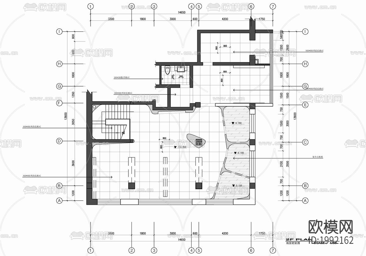 理发店CAD施工图下载（渲染图4）