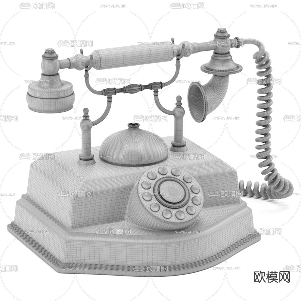 欧式古典复古手摇电话3d模型下载（渲染图3）