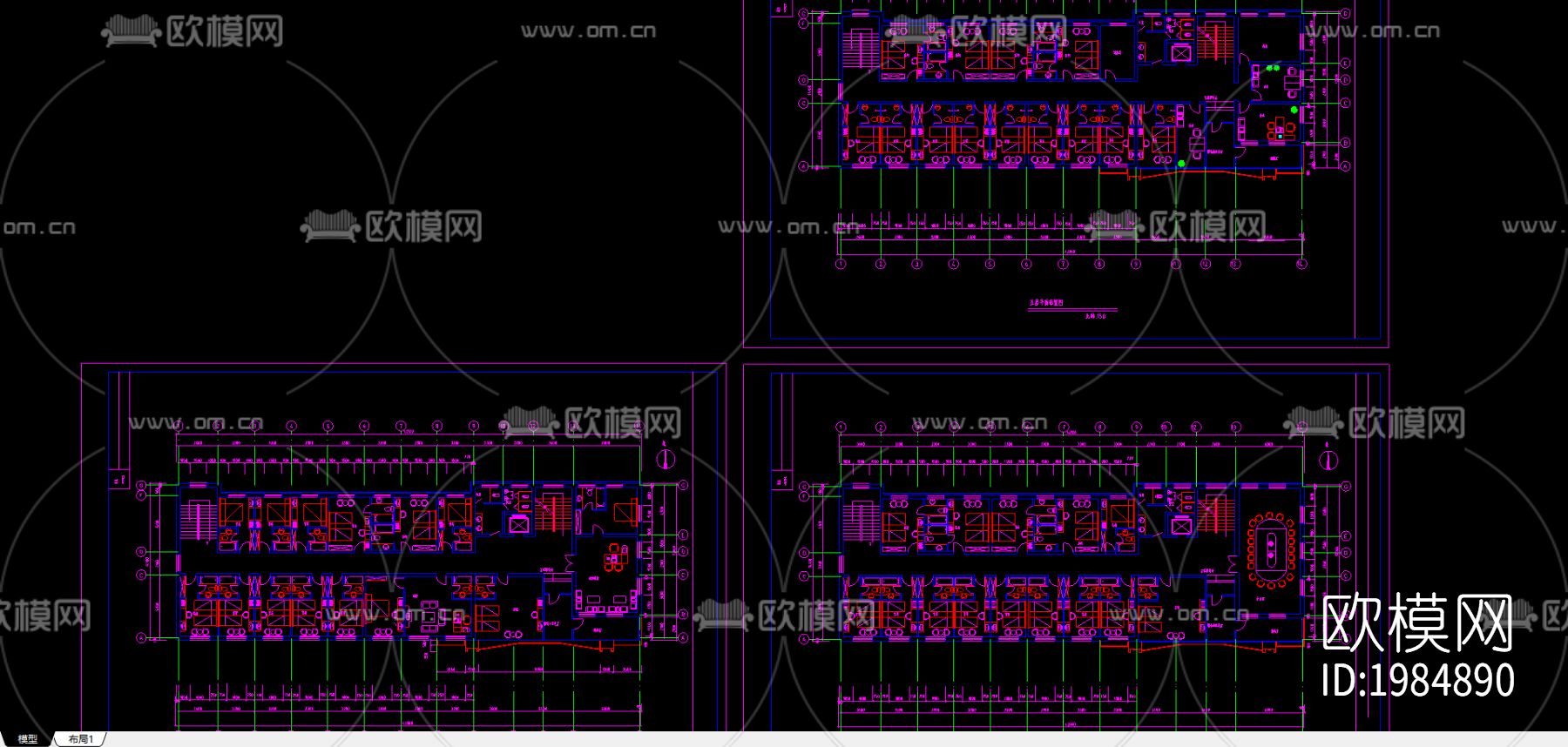宾馆cad施工图下载