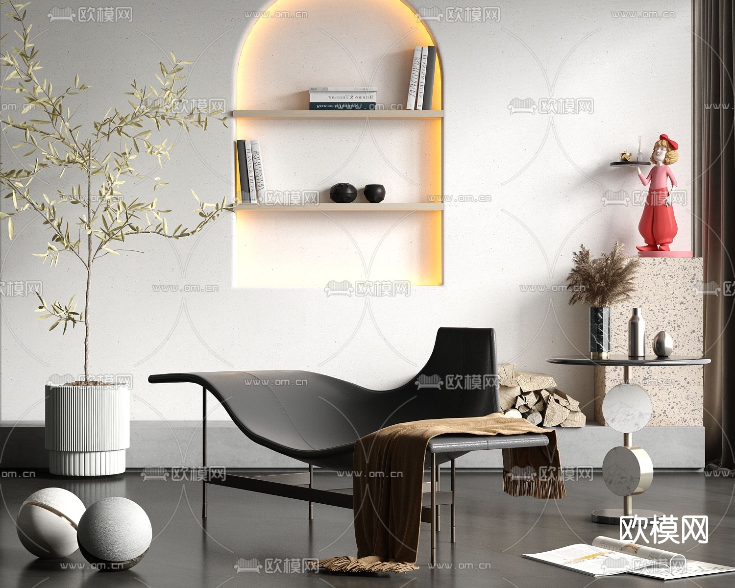 现代创意躺椅3d模型下载