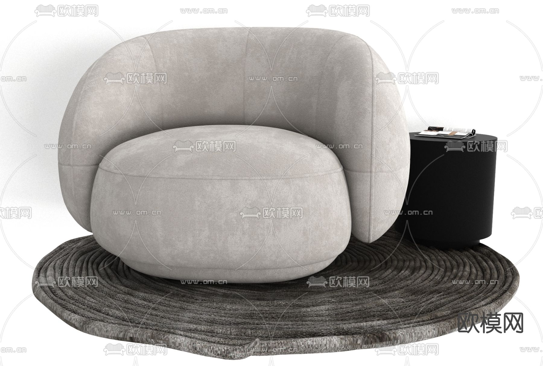 现代布艺休闲沙发免费3d模型下载