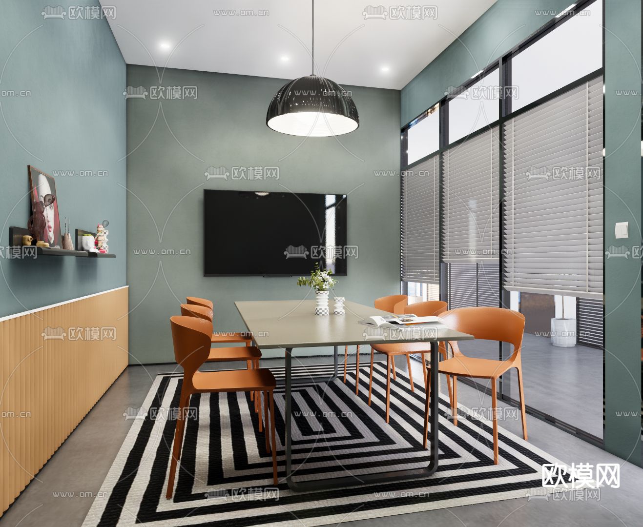 北欧会议室su模型下载（渲染图2）
