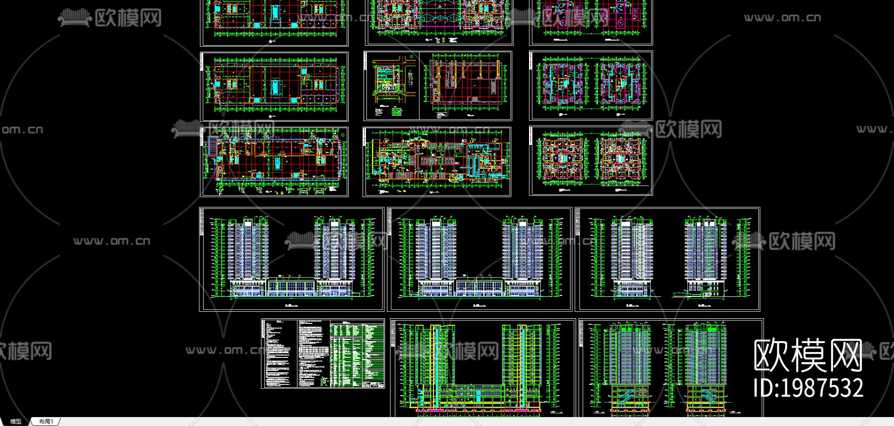 商住楼cad施工图下载