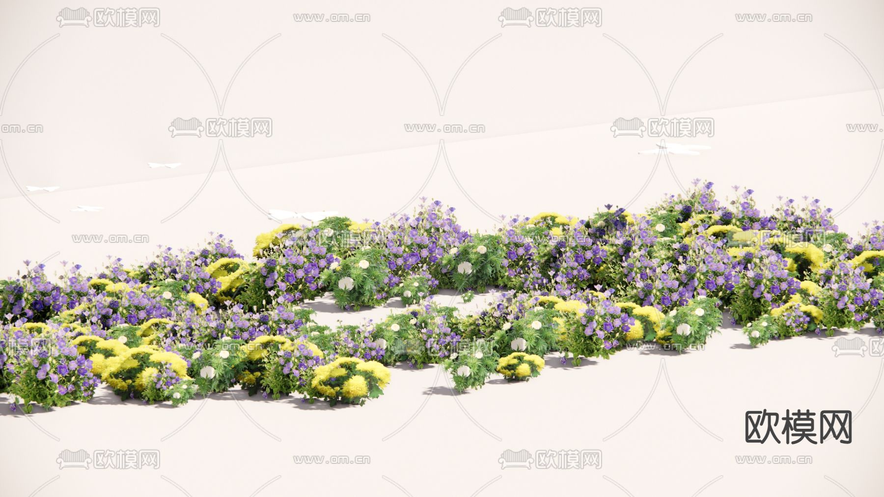 现代花丛su模型