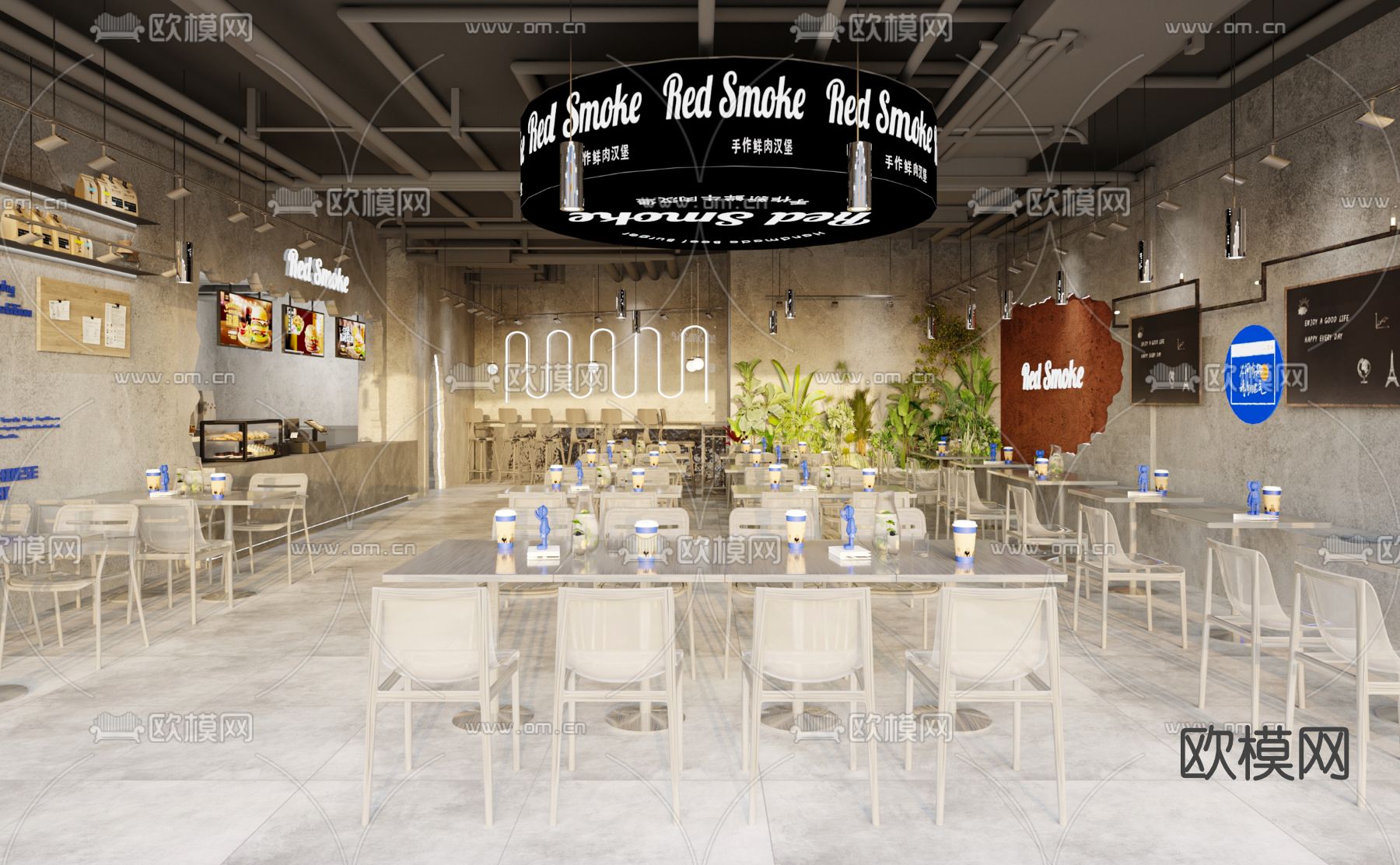 工业风快餐店3d模型下载（渲染图2）