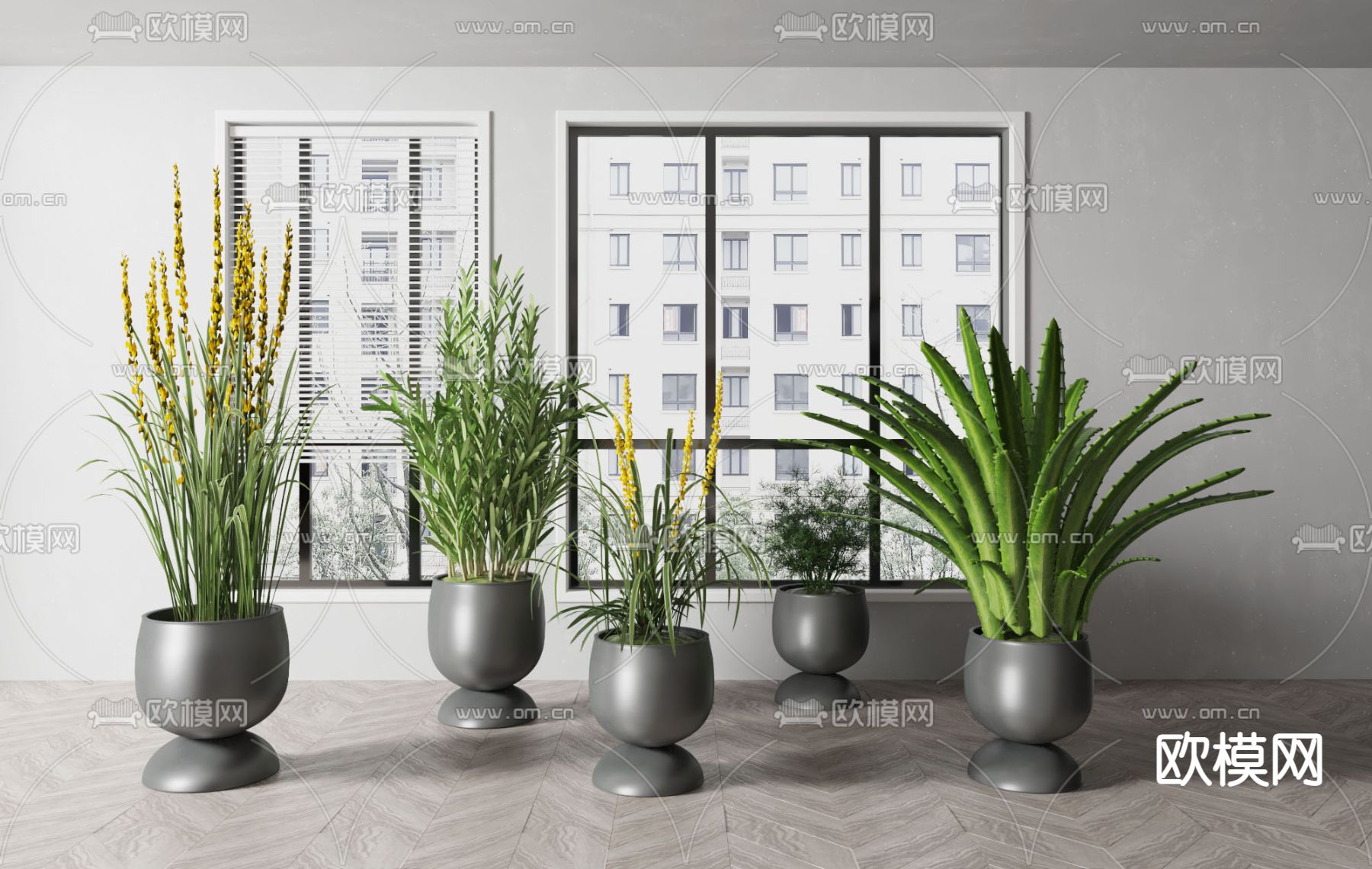 现代绿植盆栽3d模型下载