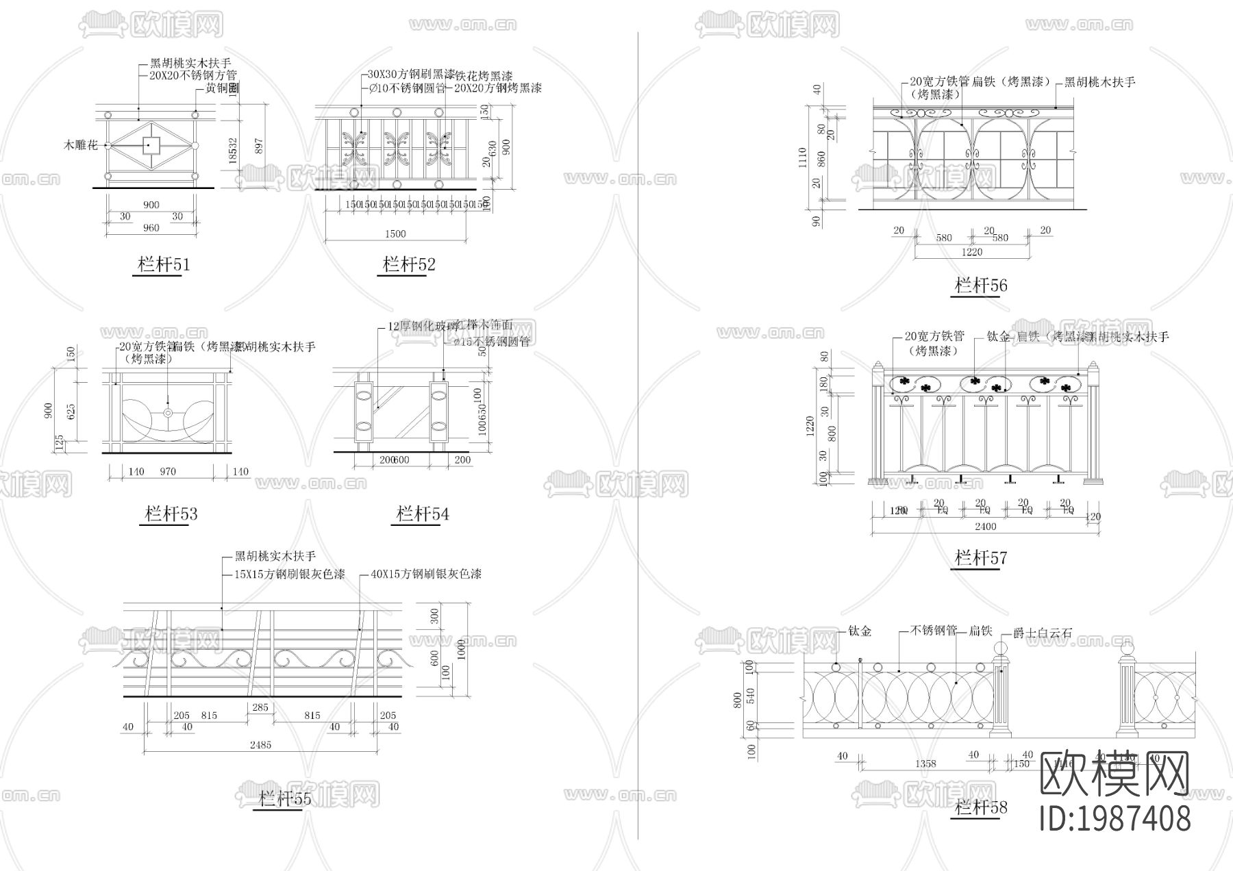 平面立面柱子壁炉节点大样下载（渲染图1）