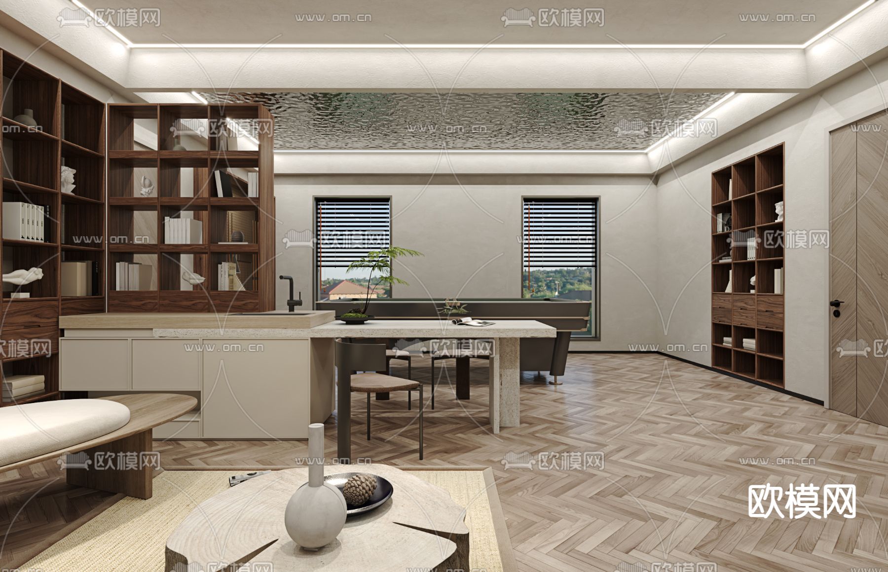 现代桌球室休闲区3d模型