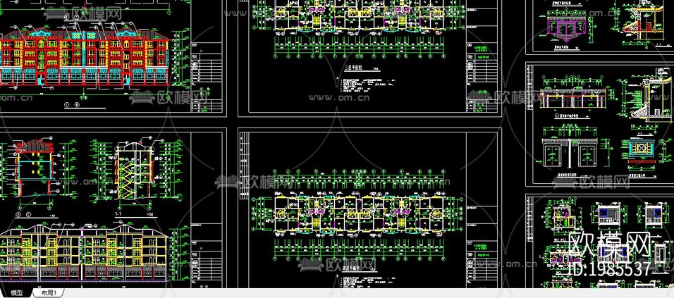 多層G3建筑cad施工圖下載(渲染圖1)