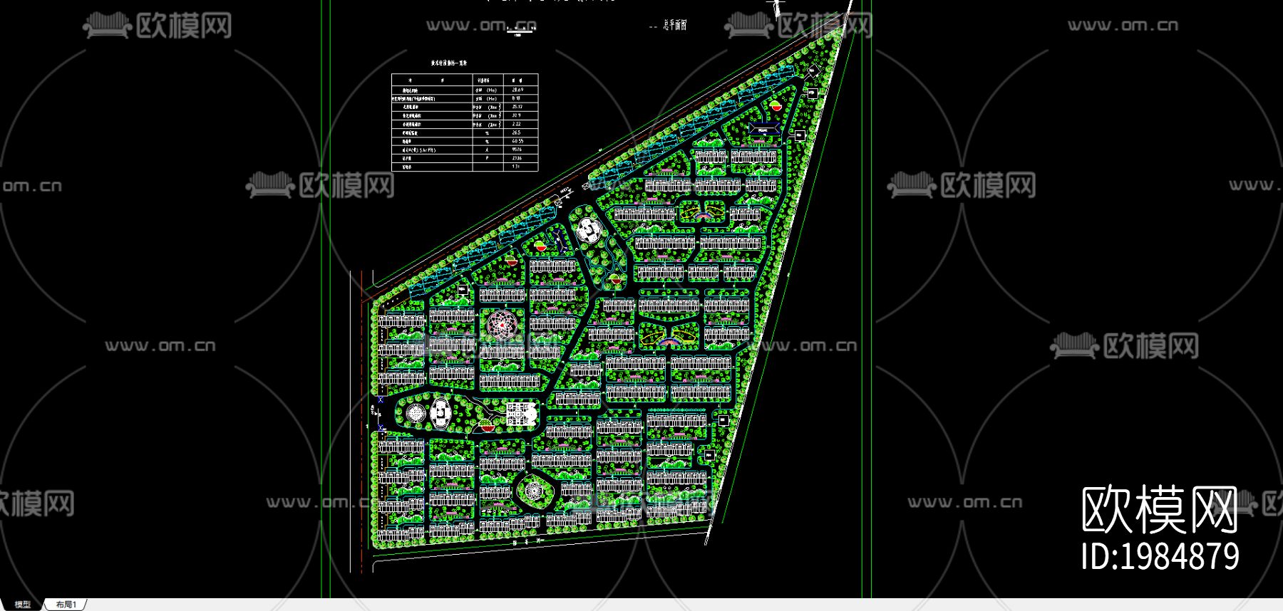 居住小区规划cad施工图下载