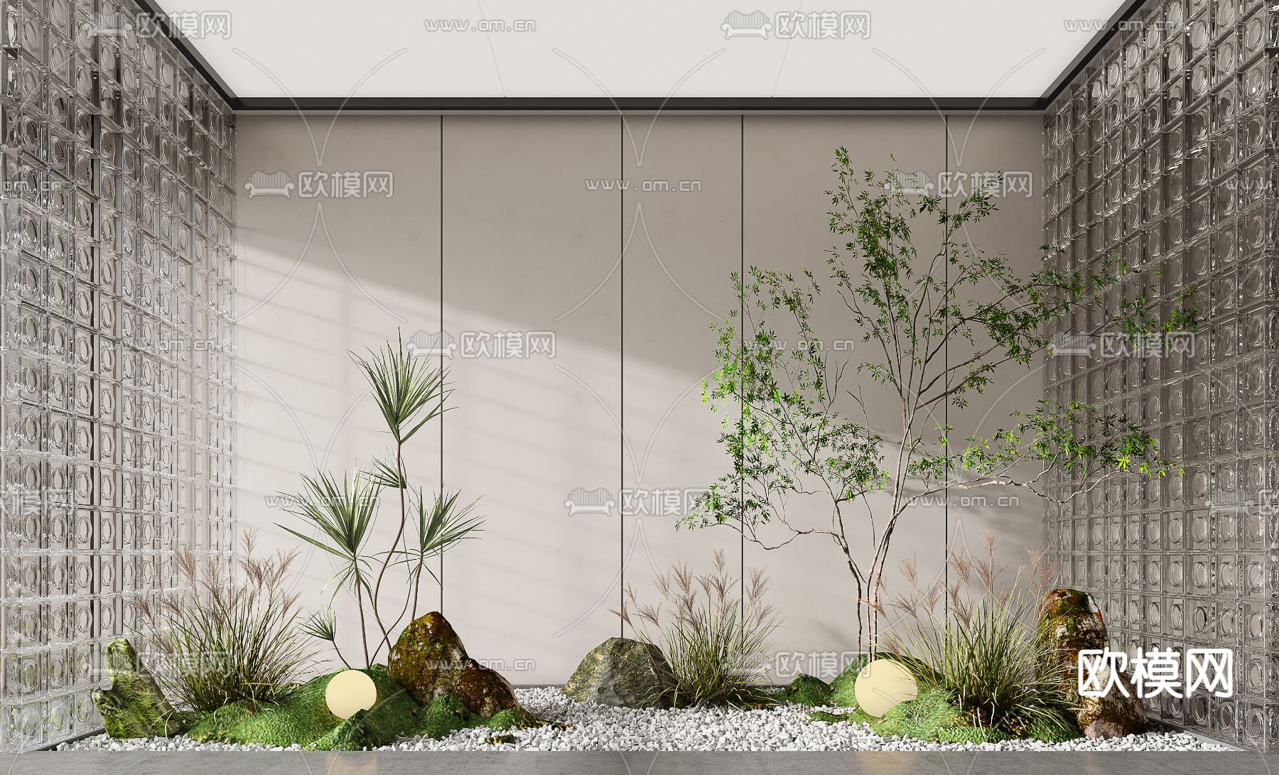现代室内枯山水景观小品3d模型