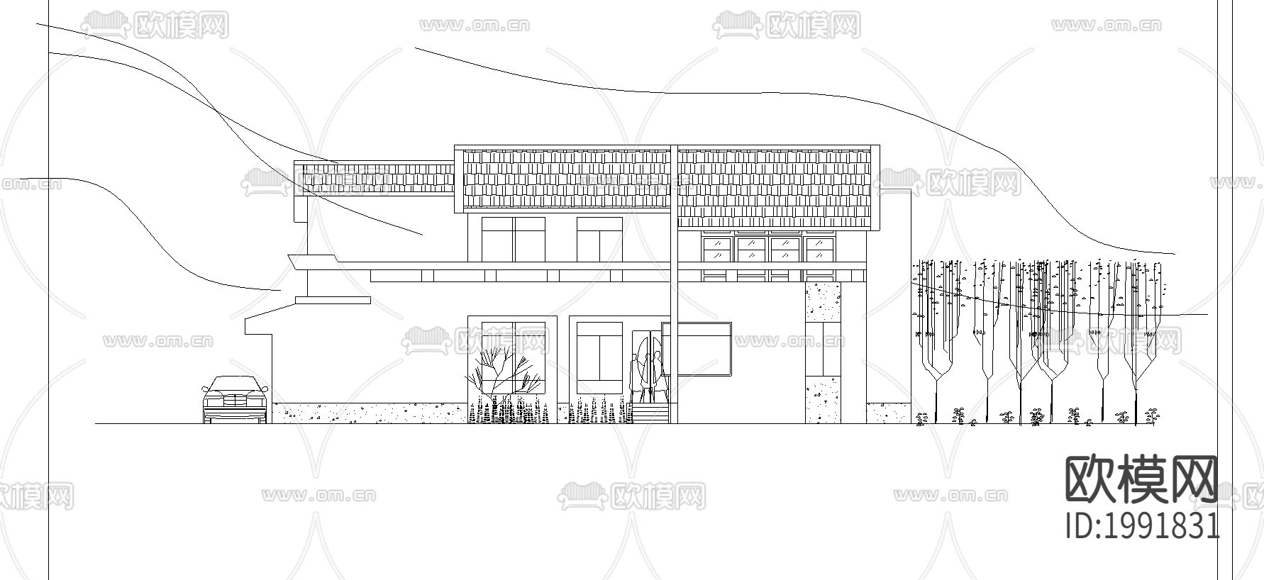 欧式别墅cad平面图下载（渲染图2）