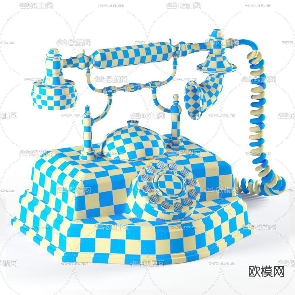 欧式古典复古手摇电话3d模型下载（渲染图4）