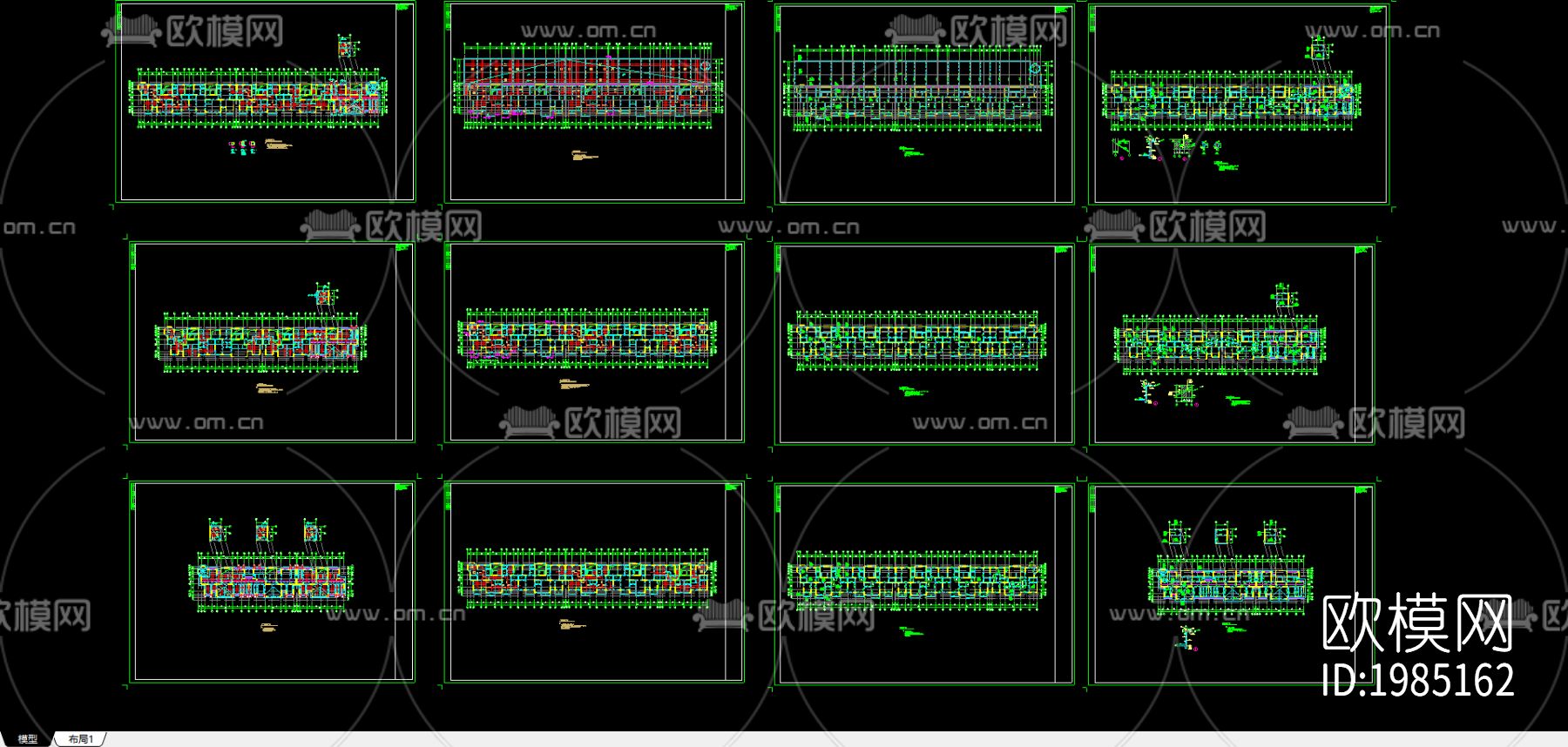 住宅基础平面结构cad施工图下载（渲染图2）
