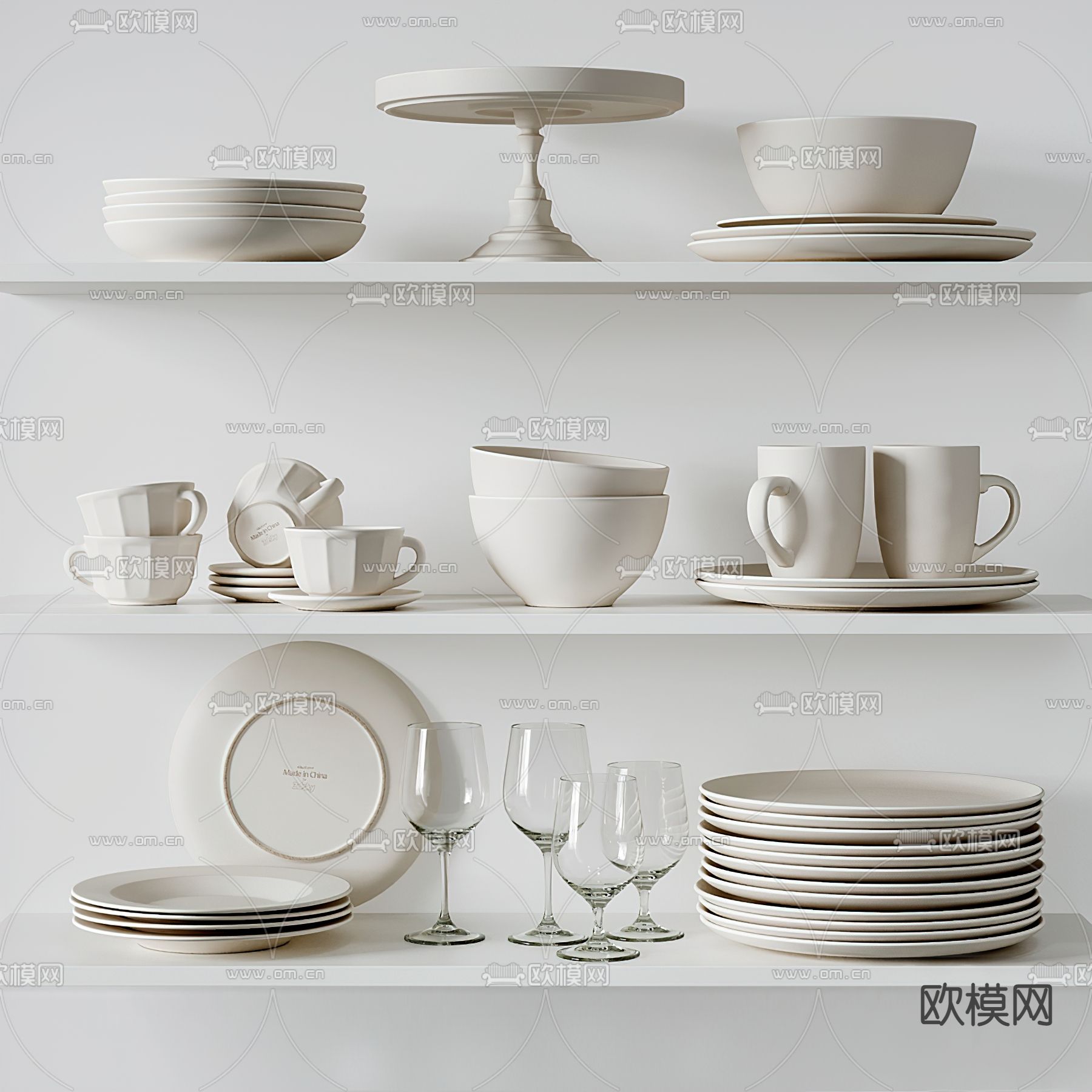 现代餐盘厨具3d模型下载