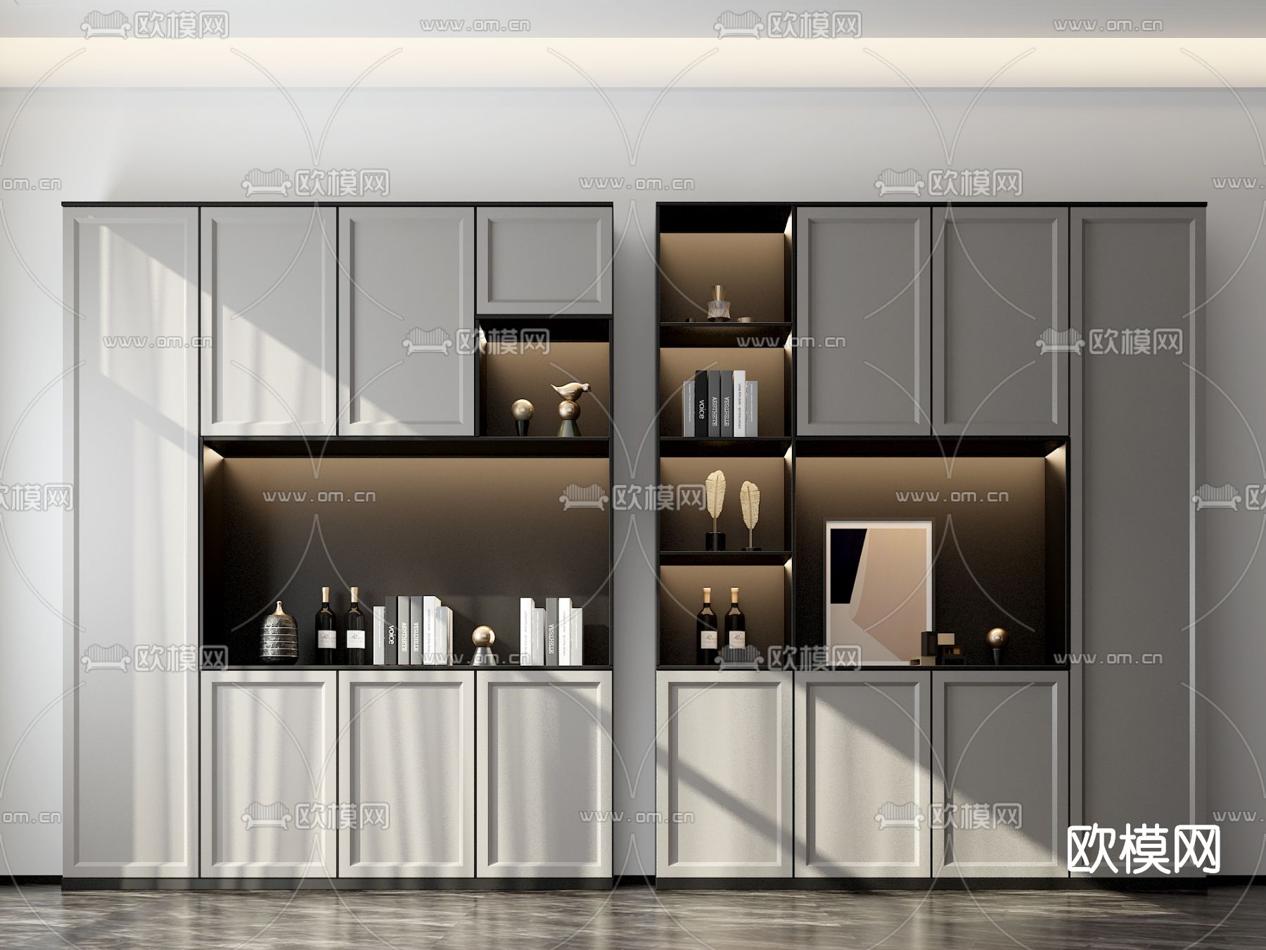 现代多功能酒柜3d模型下载