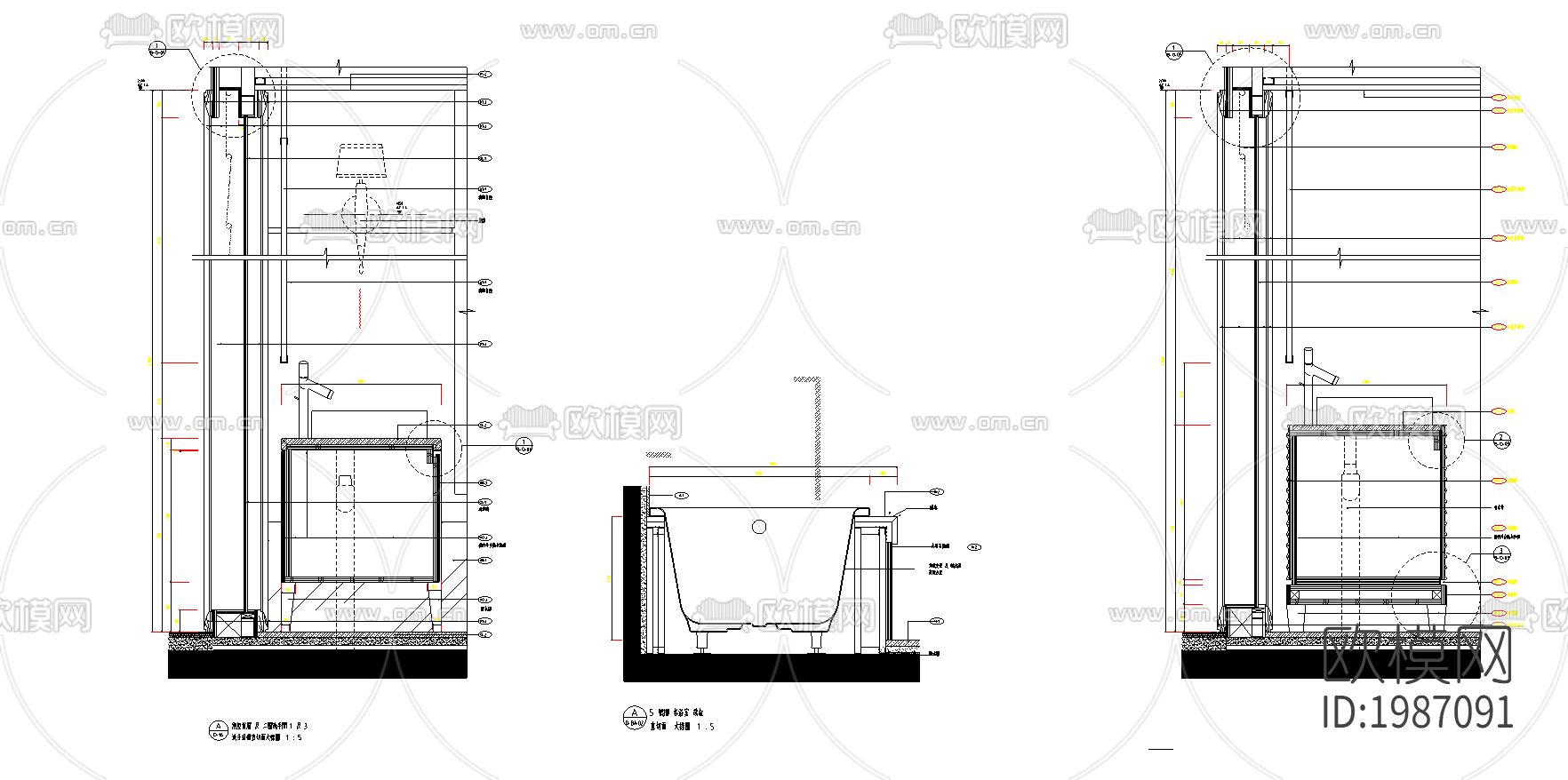浴室cad施工图下载（渲染图2）