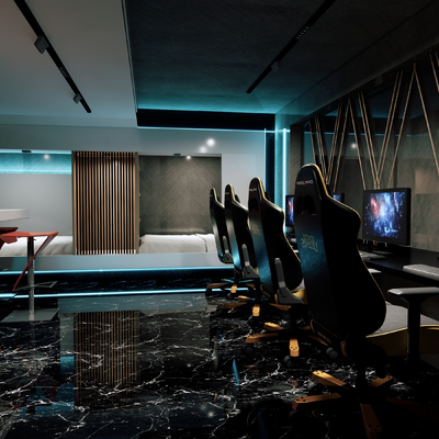  现代电竞酒店su模型 