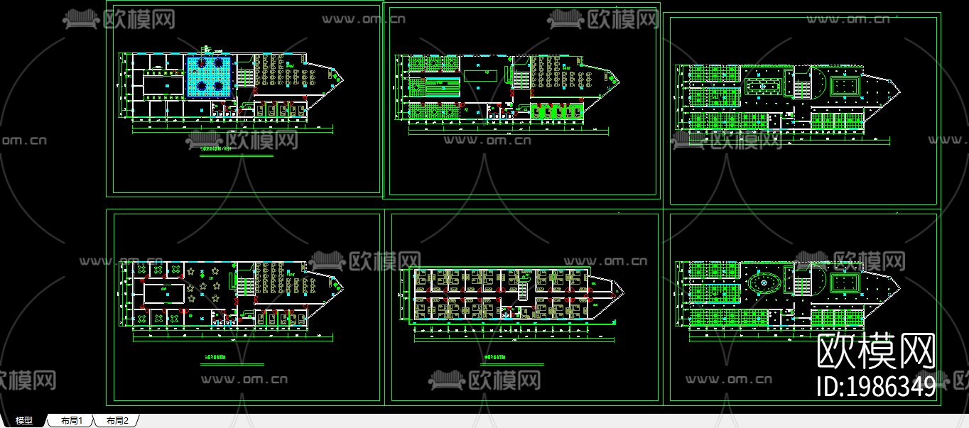 休闲中心cad施工图下载