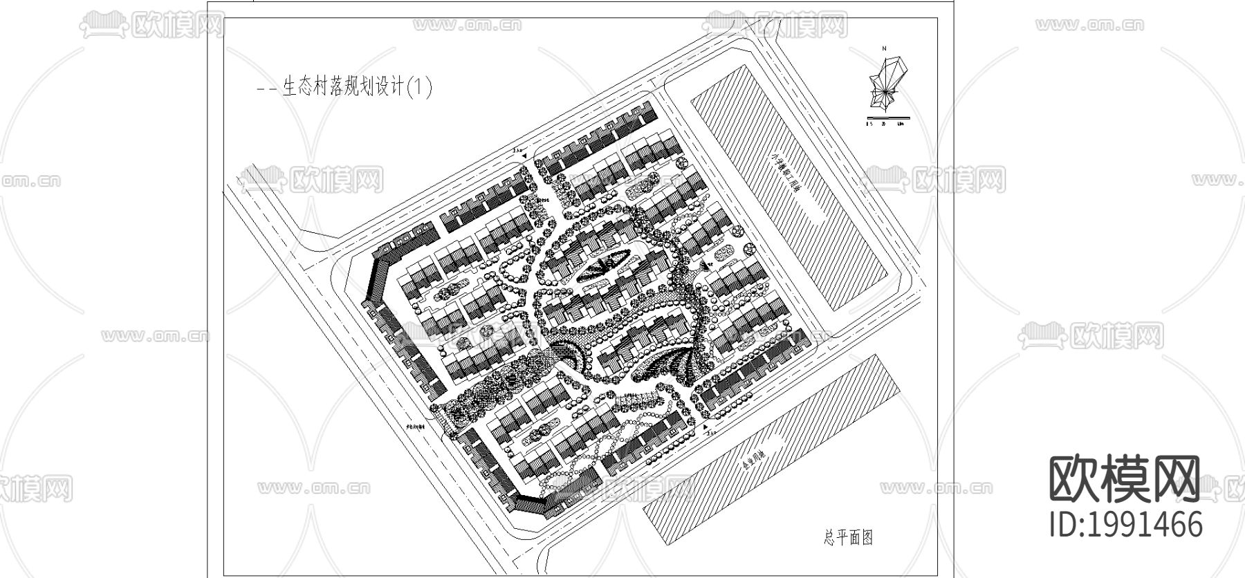 生态村落cad规划图下载（渲染图1）