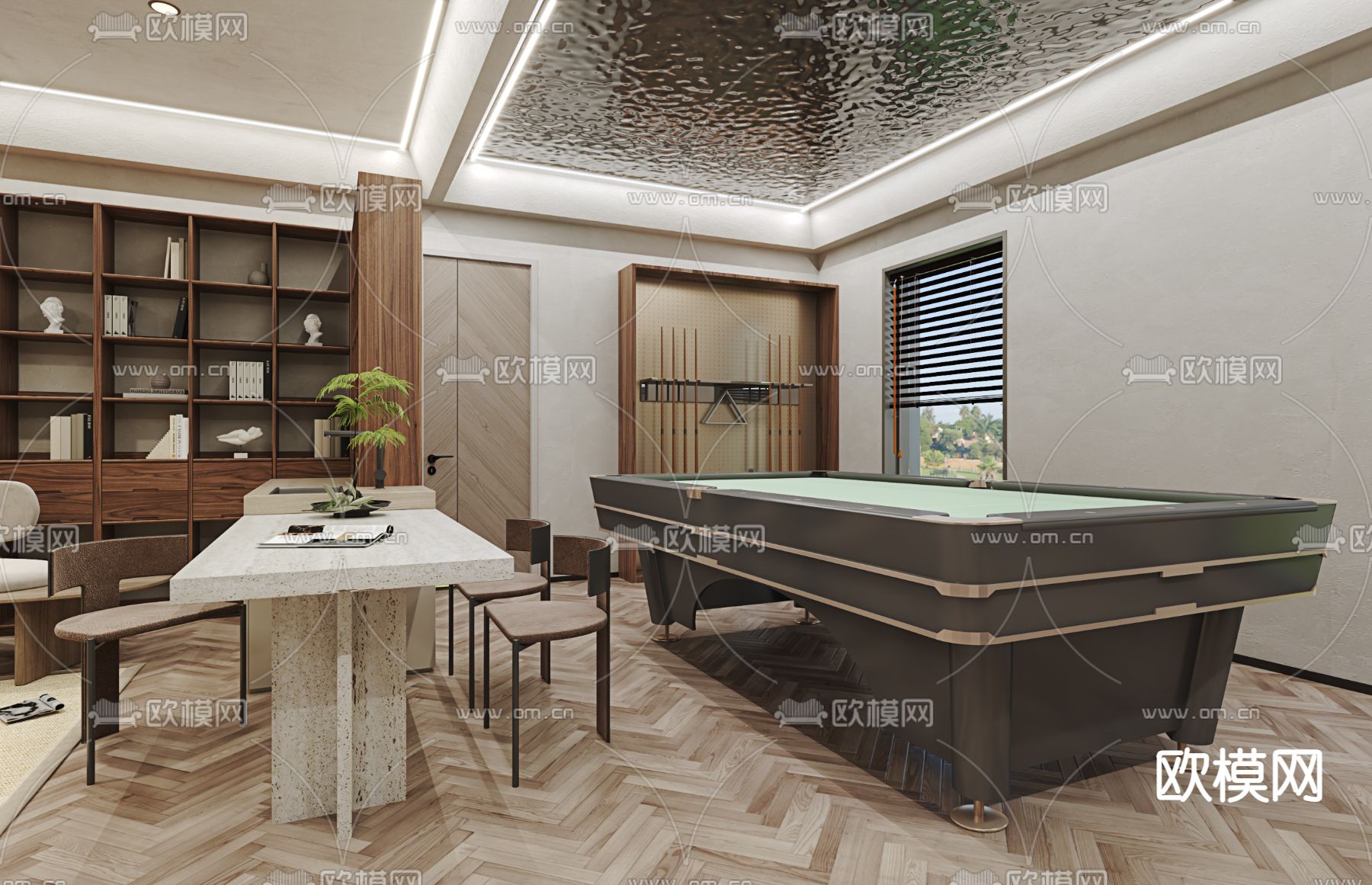现代桌球室休闲区3d模型