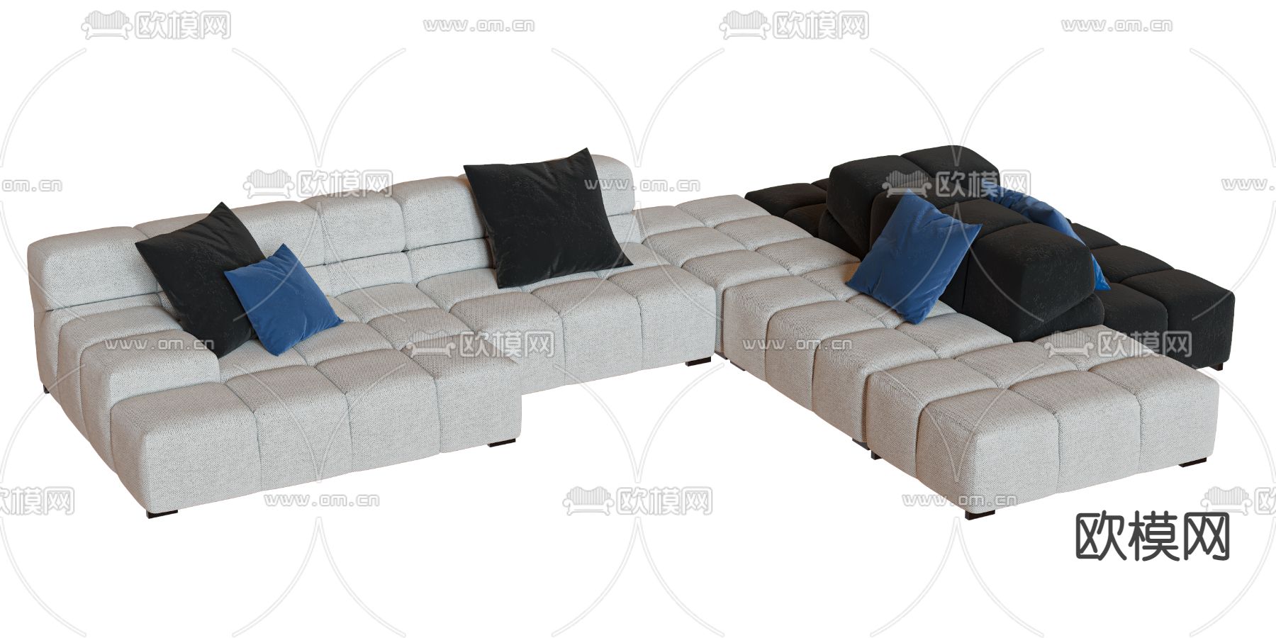 B&B Italia 现代布艺多人沙发3d模型下载（渲染图2）