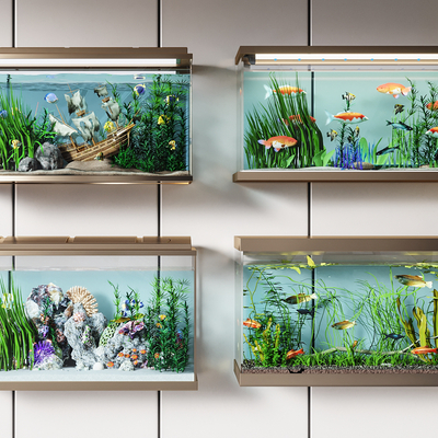  现代玻璃鱼缸su模型 