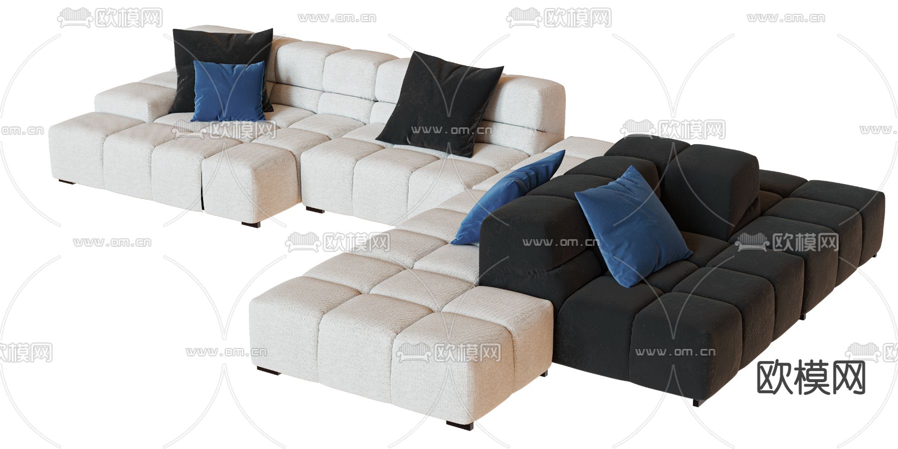 B&B Italia 现代布艺多人沙发3d模型下载（渲染图3）