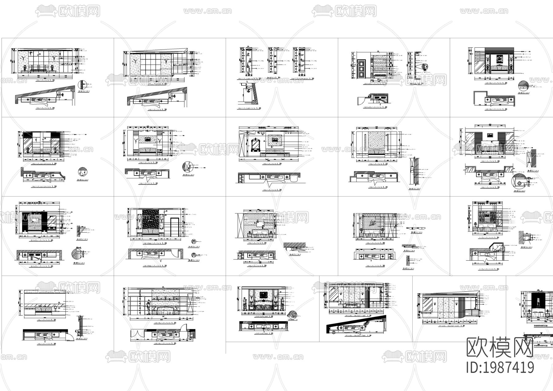 床头背景节点大样下载（渲染图2）