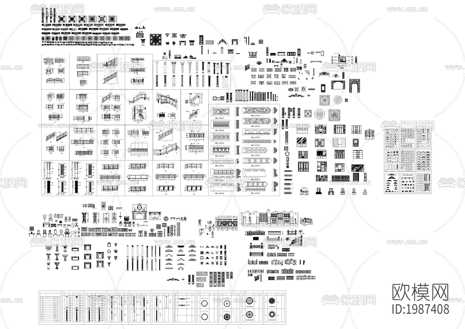 平面立面柱子壁炉节点大样下载（渲染图4）