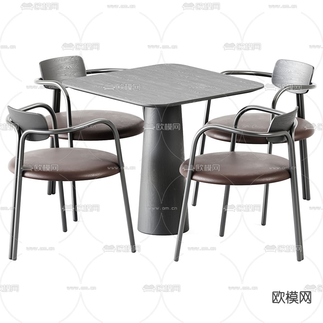 现代实木休闲桌椅3d模型下载