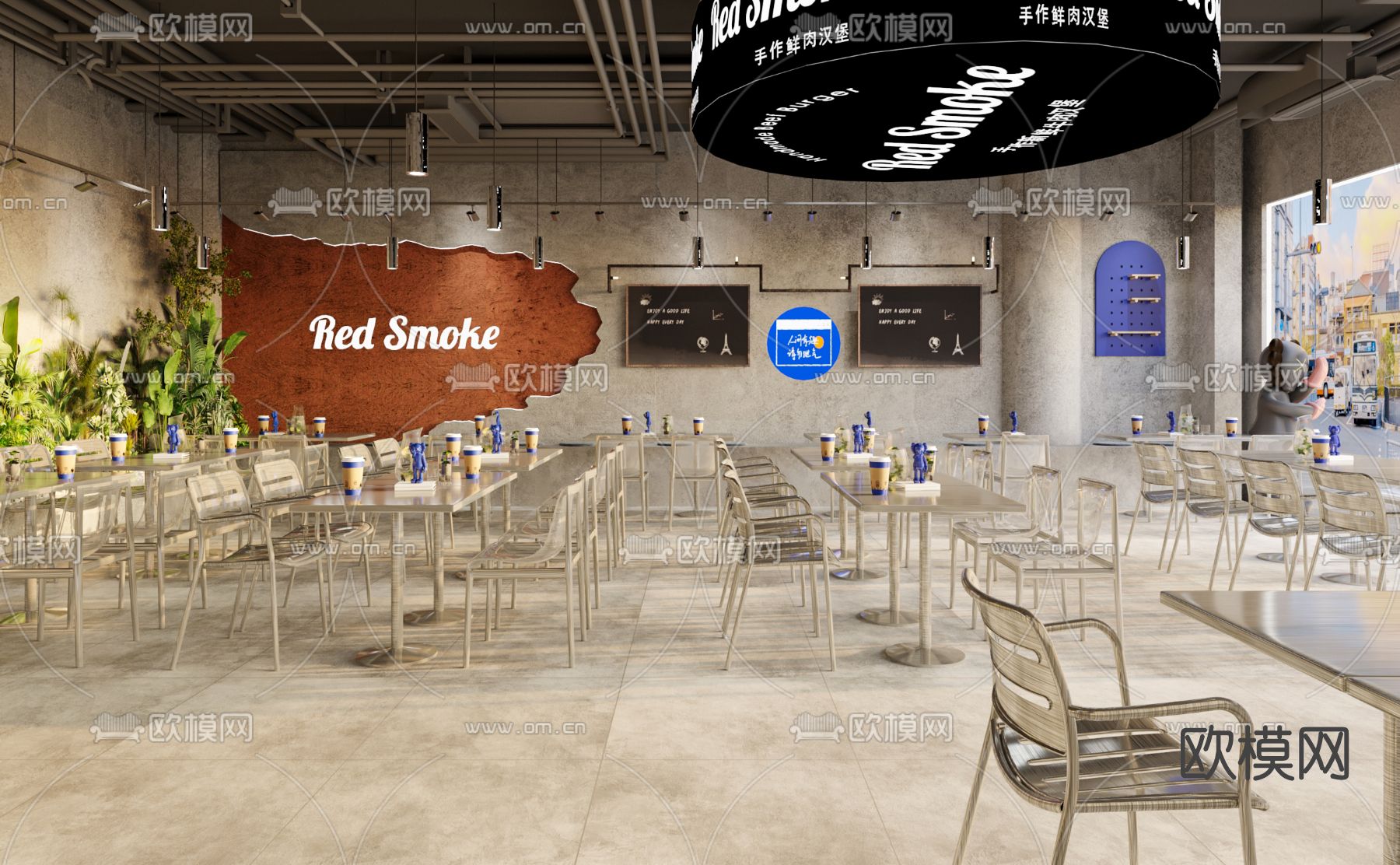 工业风快餐店3d模型下载（渲染图3）