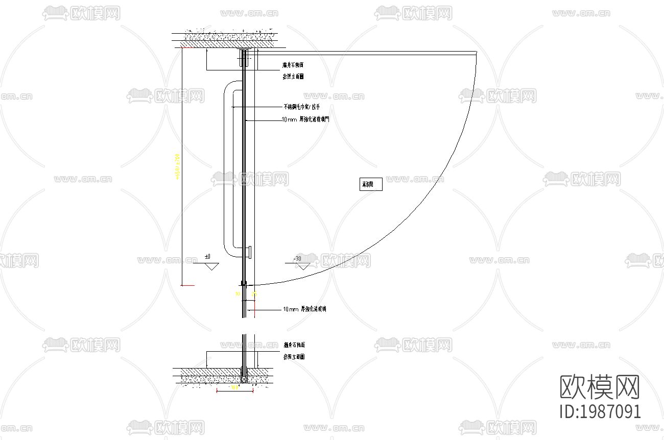 浴室cad施工图下载（渲染图1）