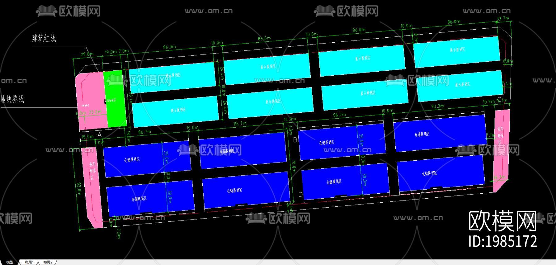 平面图带标注cad图库下载