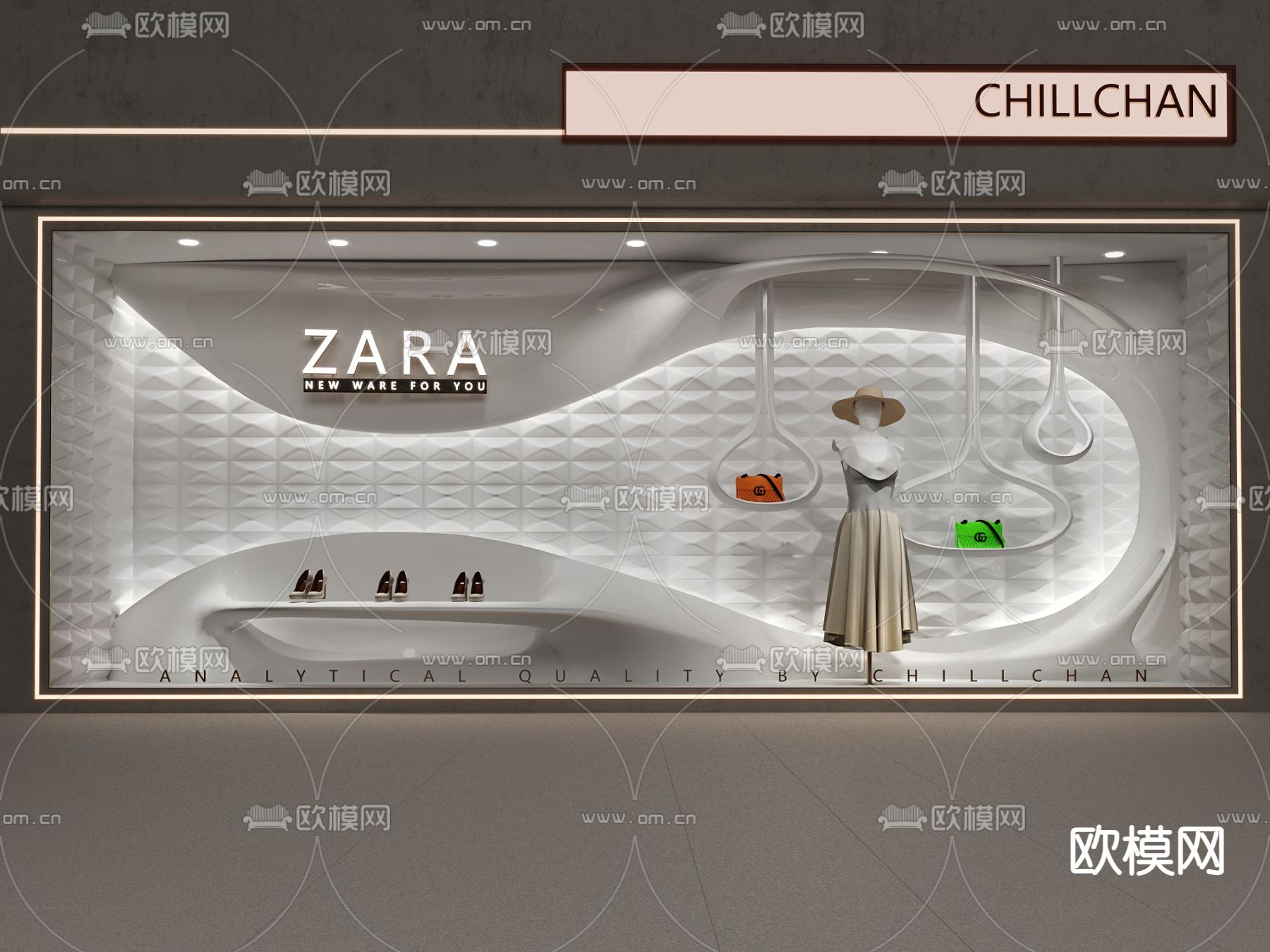 现代女装店橱窗3d模型下载