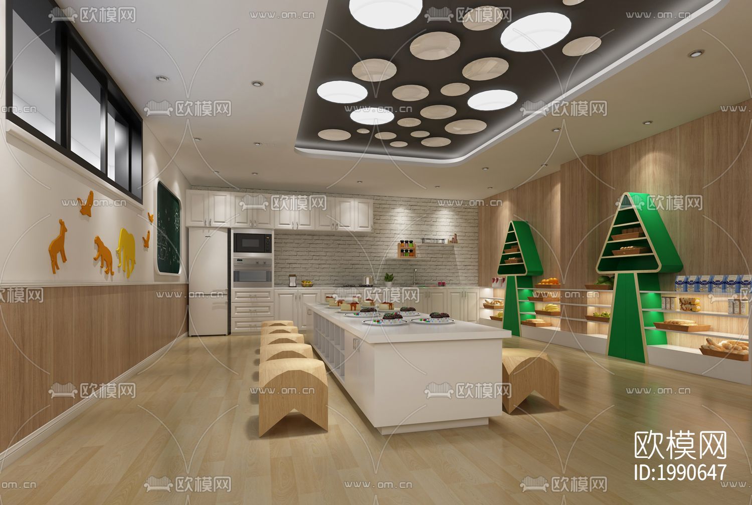 学校幼儿园教室内部cad施工图下载（渲染图9）