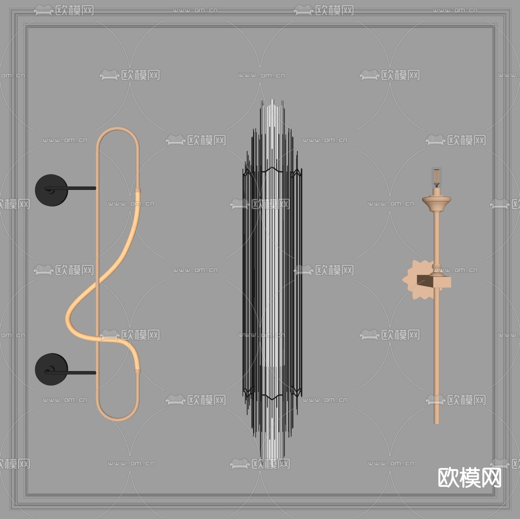 现代壁灯su模型下载（渲染图2）