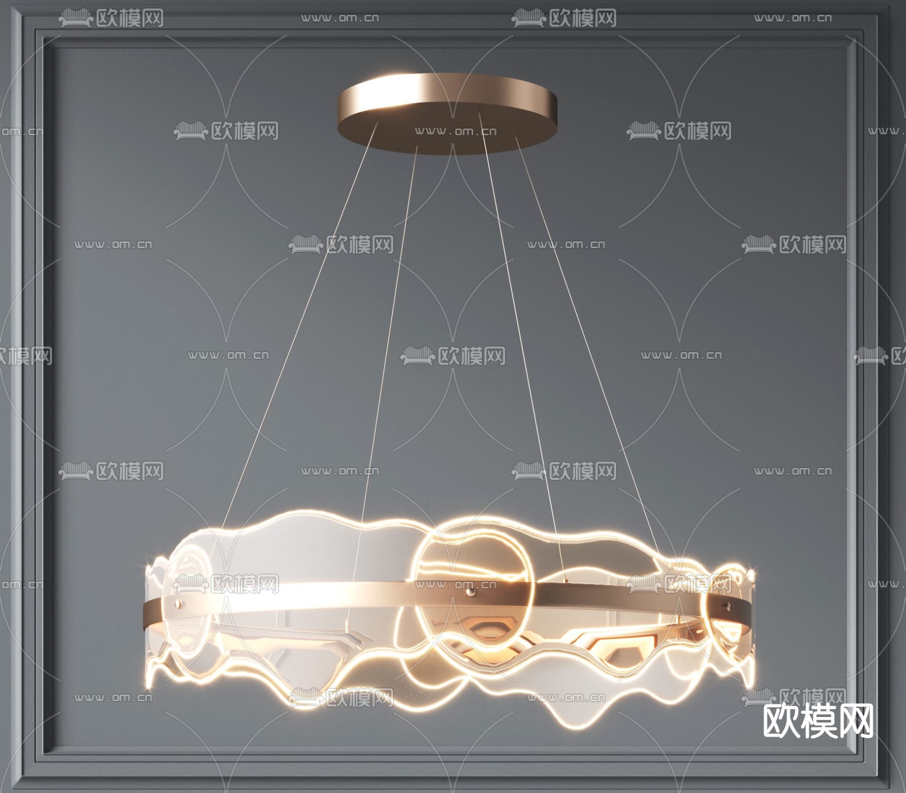 现代轻奢水晶吊灯3d模型下载