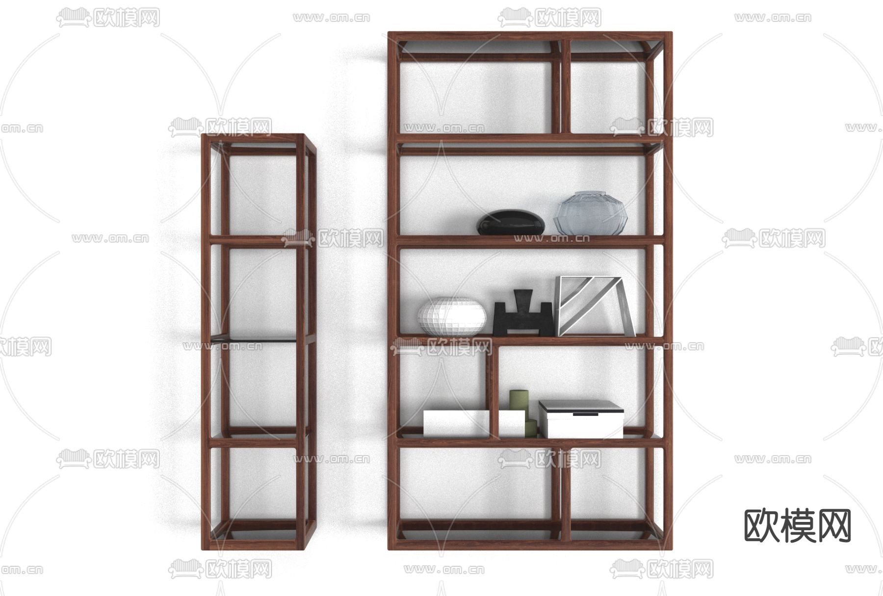 新中式实木博古架免费3d模型下载