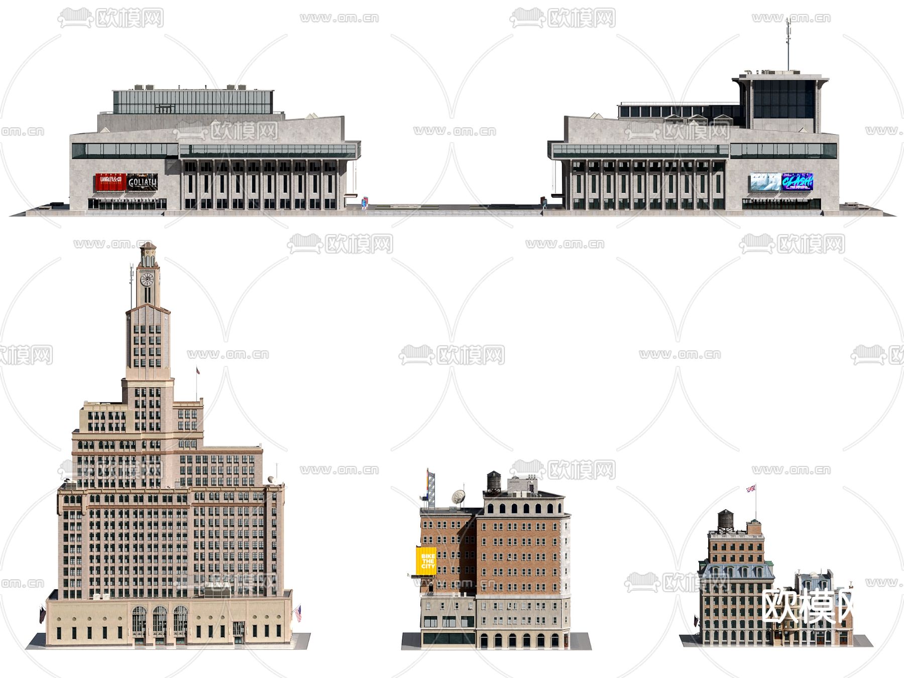 美式建筑单楼住宅楼3d模型下载
